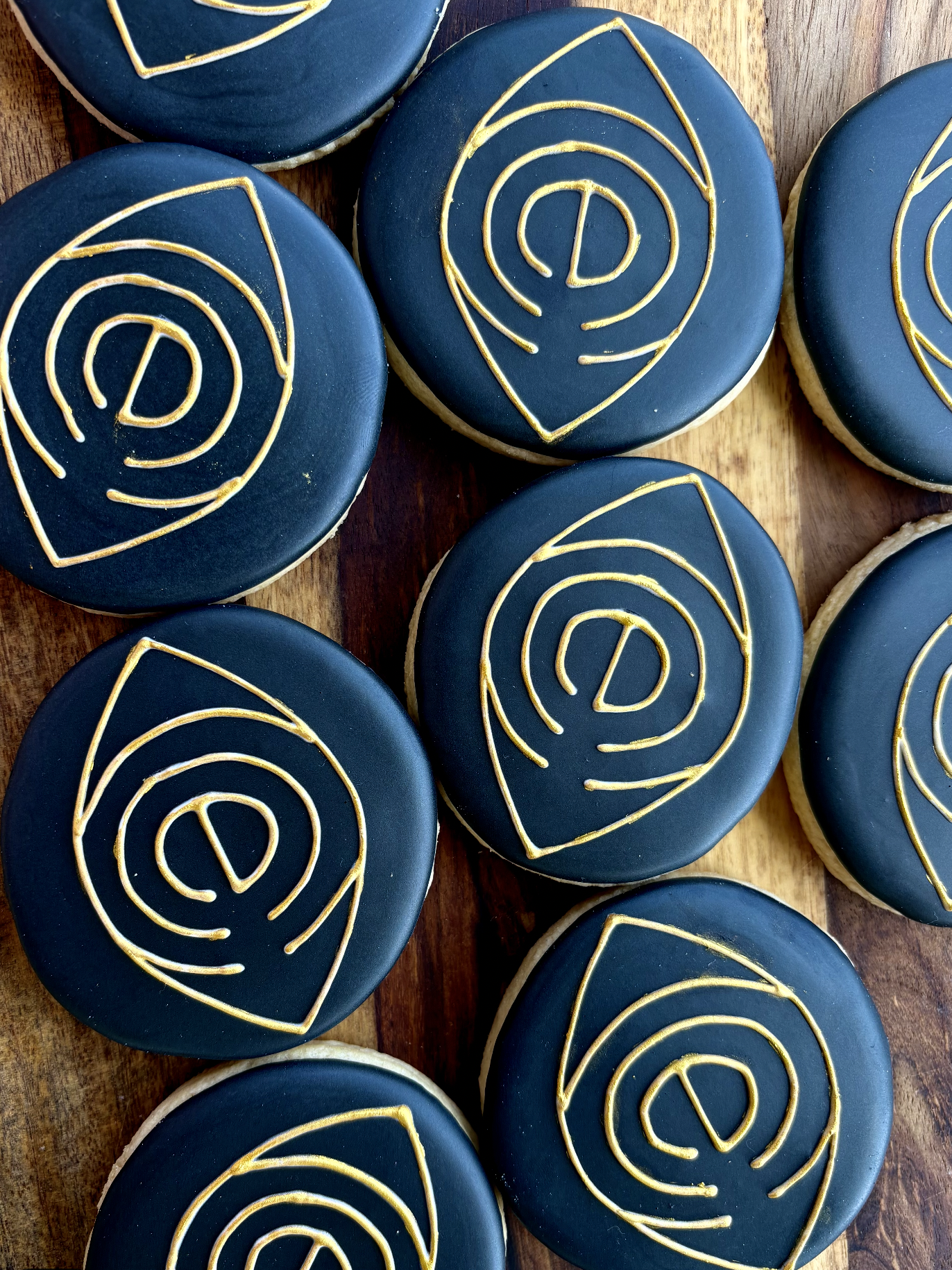 Custom gold logo sugar cookies