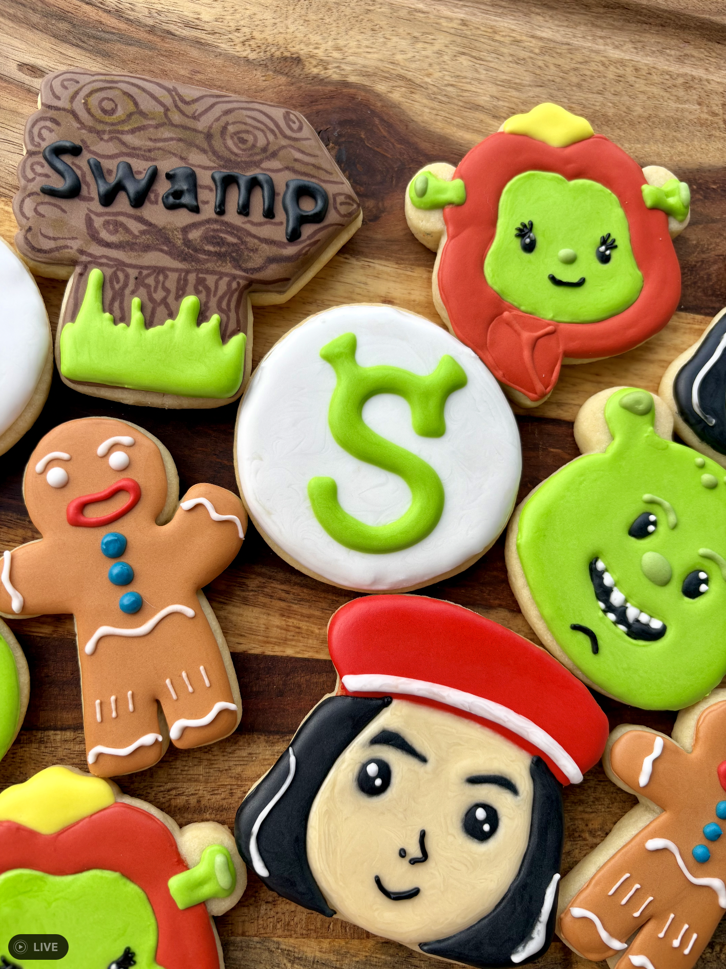 Shrek themed cookie art